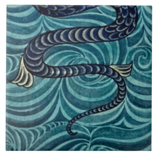 Carreau Repro Vintage Blue Seahorse De Morgan