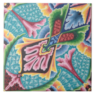 Carreau Repro Vintage coloré arc-en-ciel géométrique Fl