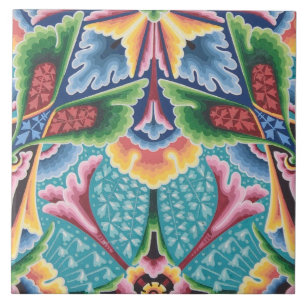 Carreau Repro Vintage géométrique coloré arc-en-ciel Flora