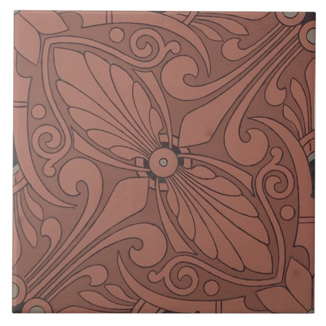 Carreau Repro Vintage Géométrique Grecque antique Terracot (Devant)