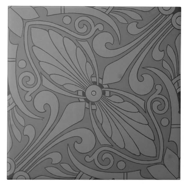 Carreau Repro Vintage Géométrique Gris Grec Ancien (Devant)