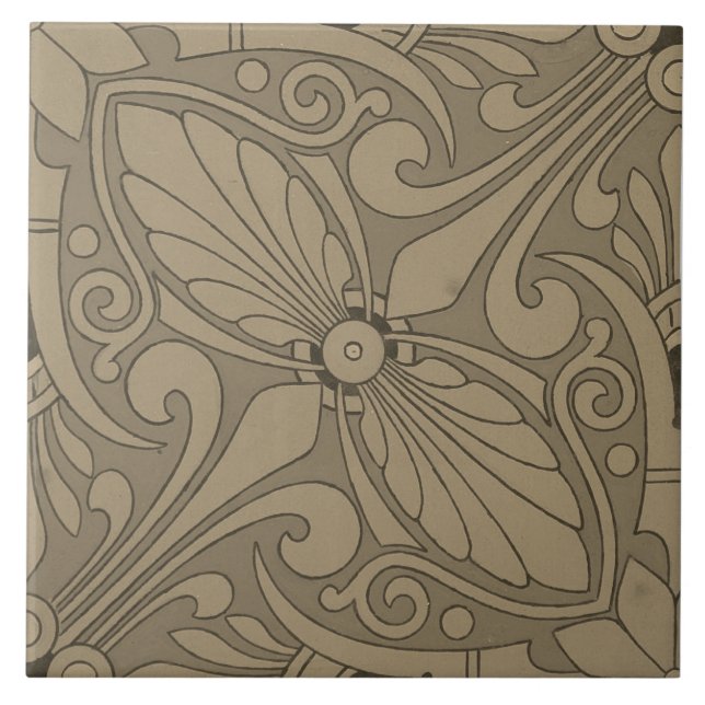 Carreau Repro Vintage Géométrique Gris Gris Gris (Devant)