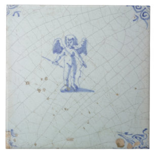 Carreau Repro Vintage Hollandais Bleu et Blanc Delft tuile