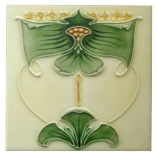 Carreau Reproduction 1900 Art Nouveau Majolica Floral