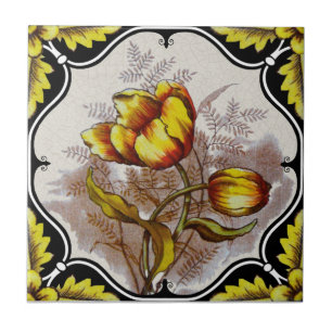 Carreau Reproduction victorienne aux couleurs des tulipes