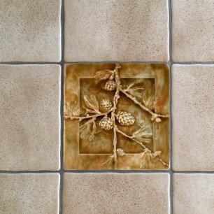 Carreau Reproduction vintage de cônes de pin Art Nouveau