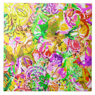 Carreau Ressort coloré mignon abstrait floral