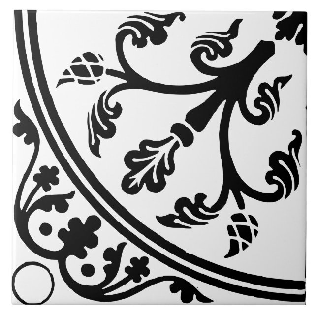 Carreau Résumé botanique grand format noir et blanc (Devant)
