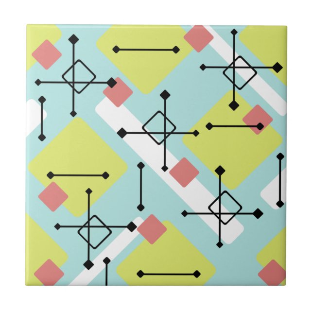 Carreau Retro 1950 Art Diamonds Mint Vert Jaune (Devant)