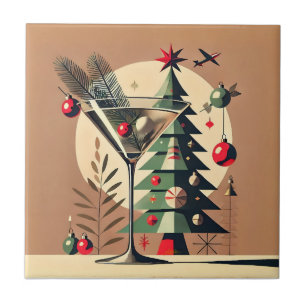 Carreau Retro 50s Jet Set Martini de Noël arbre