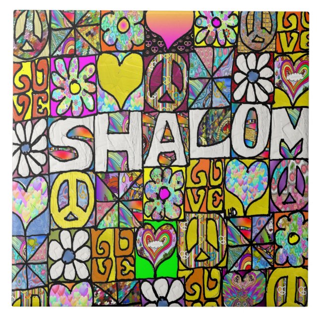 Carreau Retro 60s Psychedelic Shalom LOVE (Devant)