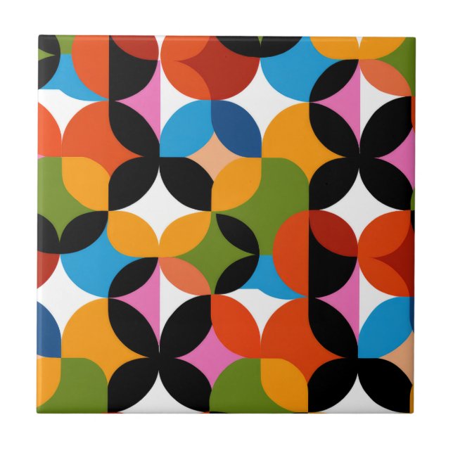 Carreau Retro Abstract Pattern Bold Mid Century Modern  (Devant)