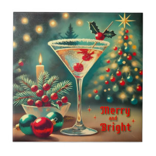 Carreau Retro années 50 Cocktail Martini Noël Merry Bright
