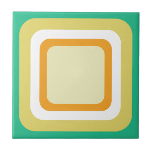 Carreau Rétro Aqua Turquoise Orange Jaune Blanc