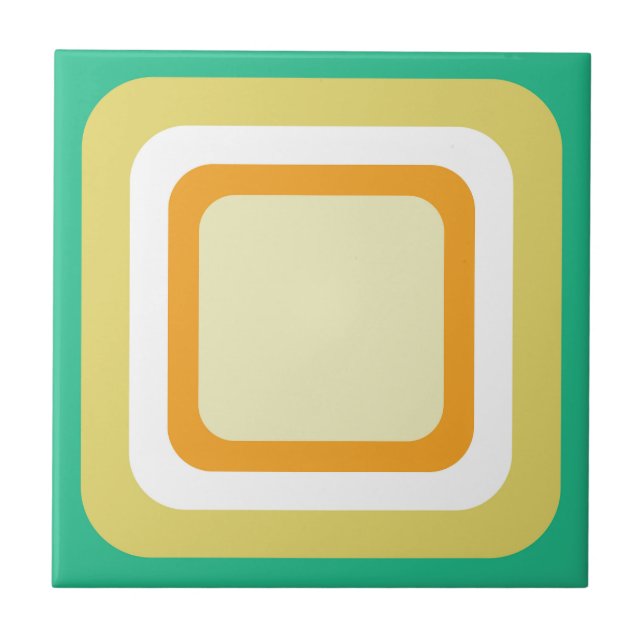 Carreau Rétro Aqua Turquoise Orange Jaune Blanc (Devant)
