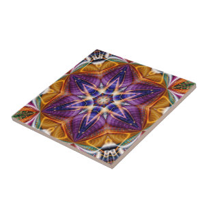 Carreau Retro Boho Bohemian Hippie Trippy Rosette Mandala