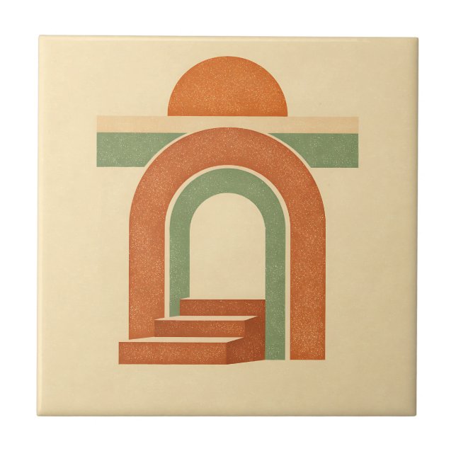 Carreau Retro Boho Rainbow Arch Minimalist Design (Devant)