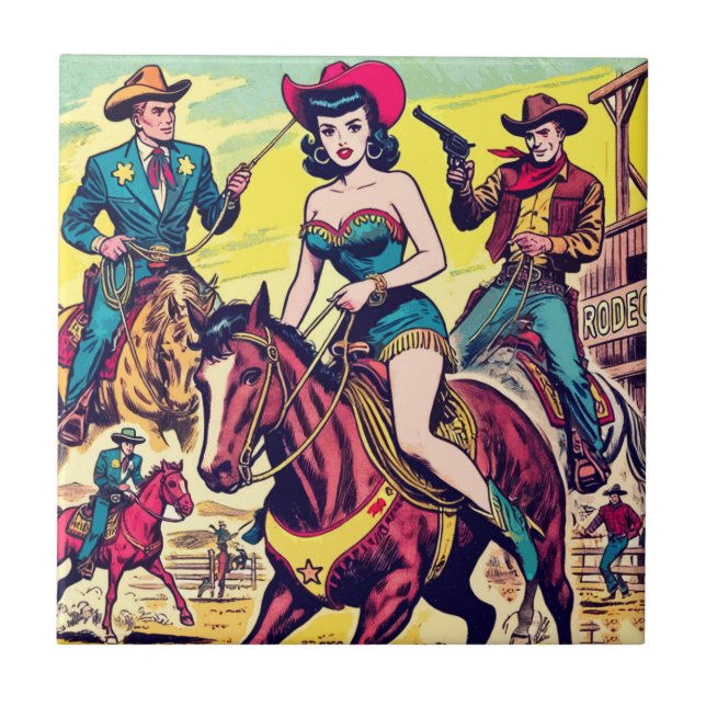Carreau Retro Country Western Comics (Devant)