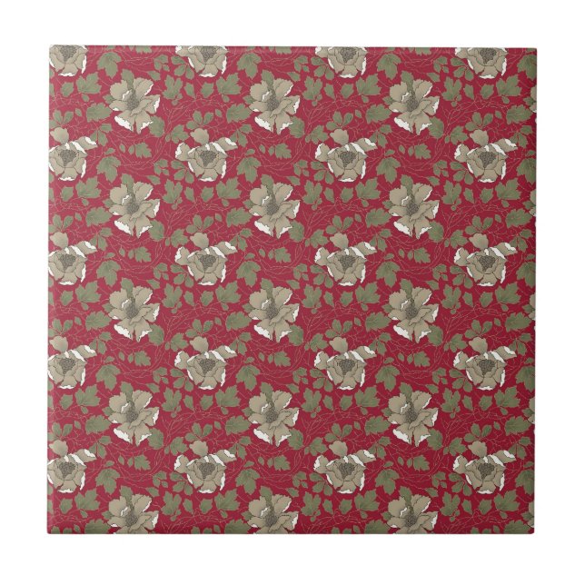 Carreau Rétro floral rouge (Devant)