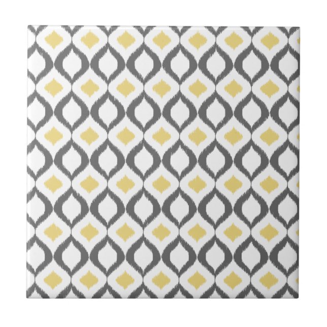 Carreau Retro Geometric Ikat Yellow Gray Pattern (Devant)