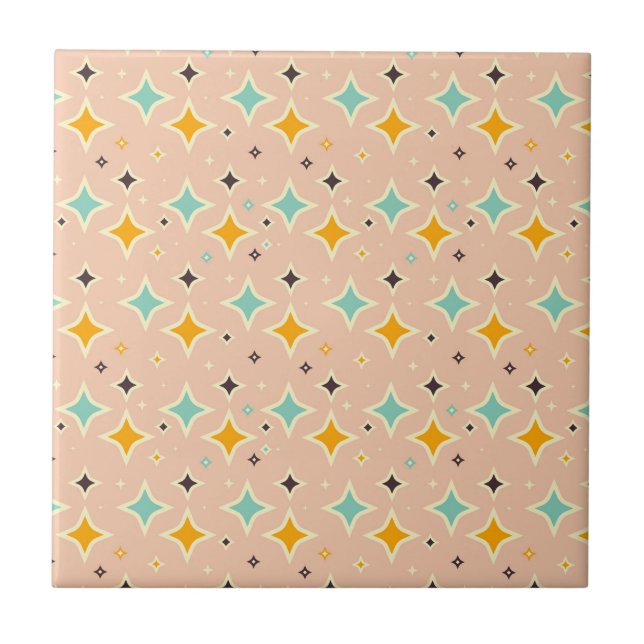Carreau Retro geometric pattern with teal, orange, black (Devant)