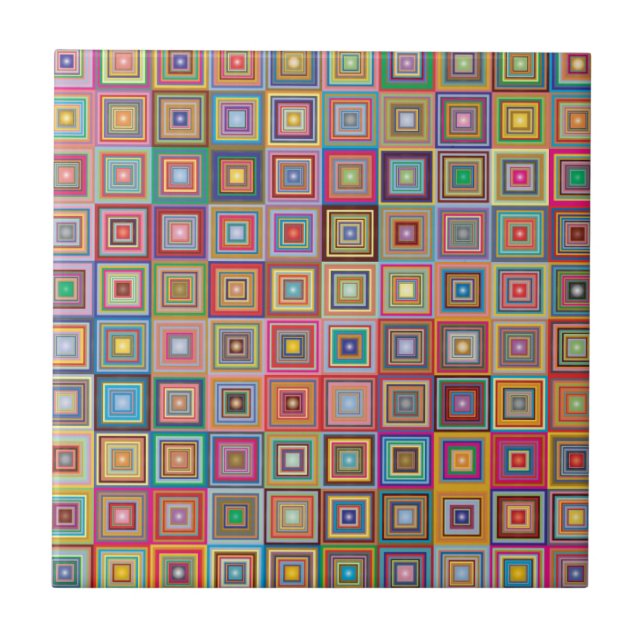 Carreau Retro Geometric Square Tile Pattern (Devant)
