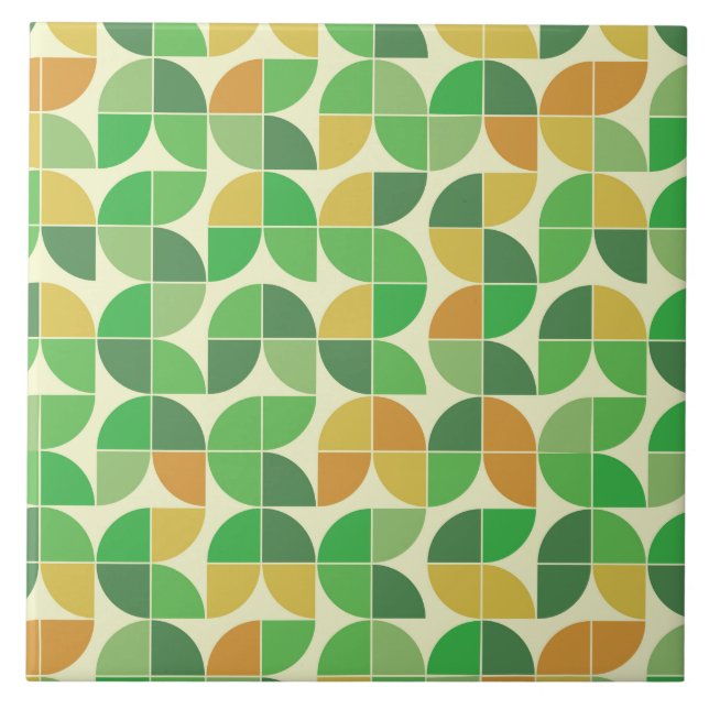 Carreau Rétro géométrique milieu du siècle vert orange  (Devant)