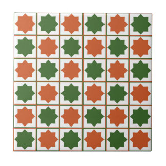 Carreau Retro Green et Burange Orange islamique Géométriqu
