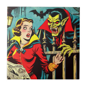 Carreau Retro Horror Vampire Comics