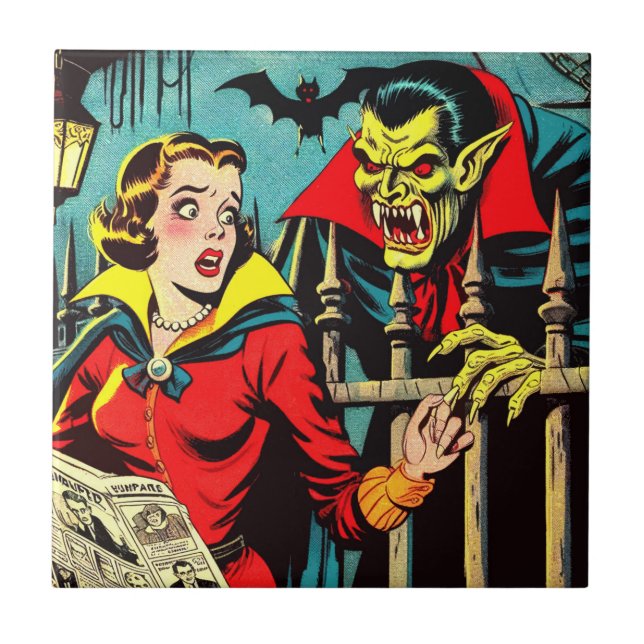Carreau Retro Horror Vampire Comics (Devant)