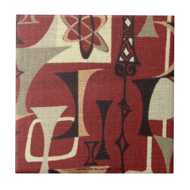 Carreau Retro les années 50 Atomic Print Brick Black Moss  (Devant)