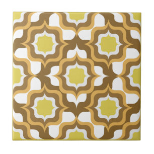 Carreau Rétro Méditerranéen Jaune Marron Blanc