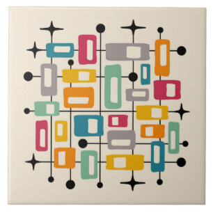Carreau Retro Mid-Century Moderne Abstrait