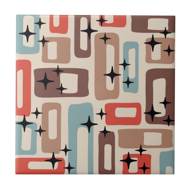 Carreau Retro Mid-Century Moderne Abstrait (Devant)