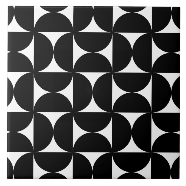 Carreau Retro Minimalist Style Black Geometric Bauhaus (Devant)