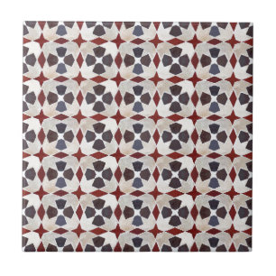 Carreau Rétro motif marocain (rouge, bleu, beige)