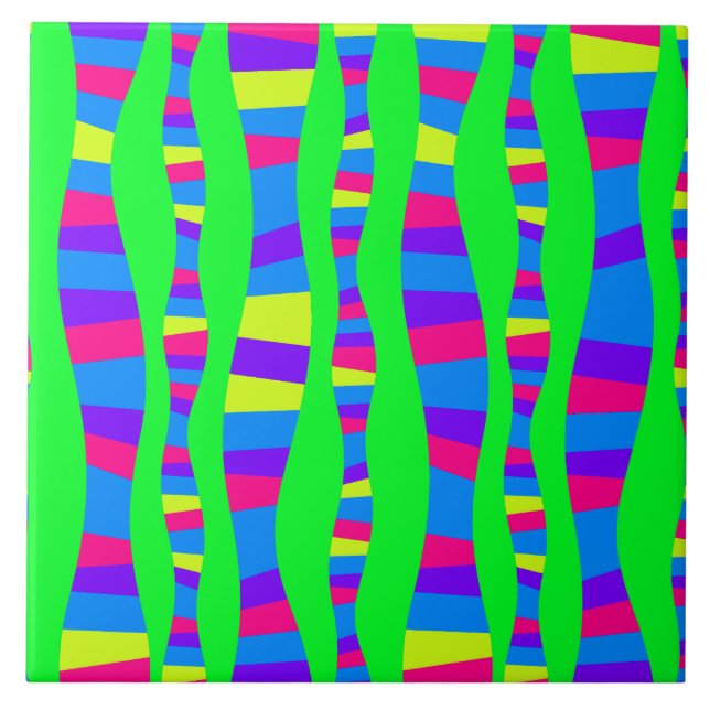 Carreau Rétro motif moderne de couleurs au néon géniales (Devant)