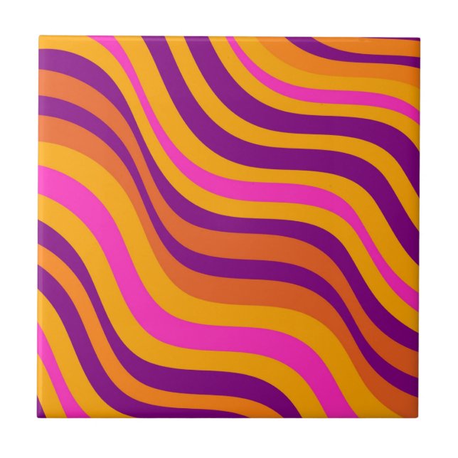 Carreau Retro Orange Purple Grille Abstraite moderne (Devant)