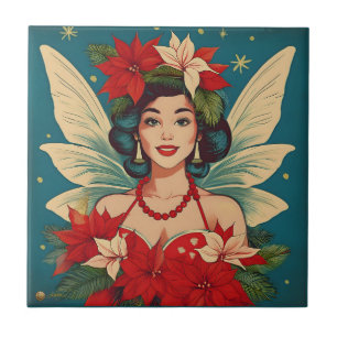 Carreau Rétro Reine de Beauté Pin-Up de Noël Tropical des