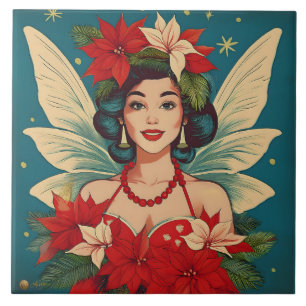 Carreau Rétro Reine de Beauté Pin-Up de Noël Tropical des