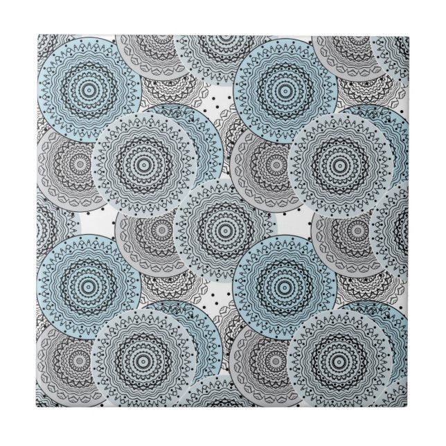 Carreau Rétro, rétro motif, bleu et gris, élégant (Devant)