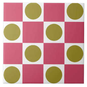 Carreau Rétro Rose et Olive Vérification de Cercle