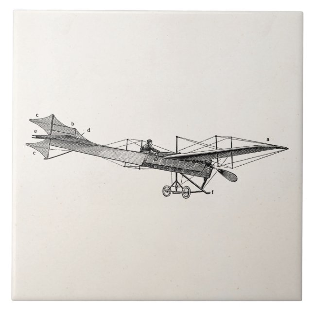 Carreau Rétro vieil avion d'appui vertical d'avion vintage (Devant)