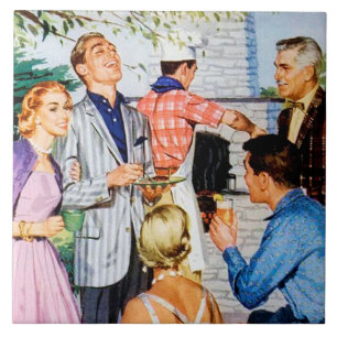 Carreau rétro vintage barbecue tous les jours