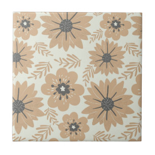 Carreau Rétro Vintage Floral Marron 