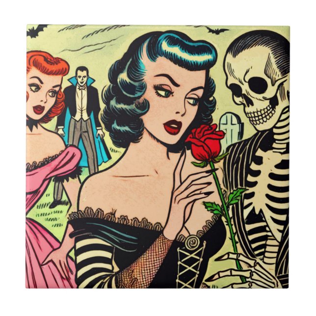 Carreau Retro Witch Vampire Girl Horror Comics (Devant)