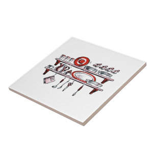 Carreau Rétros blanc noir de l'étagère   de cuisine de