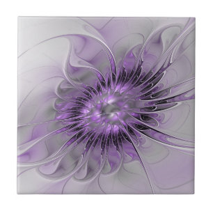 Carreau Rêve de Fleur de Lavande Moderne Art Fractal Abstr