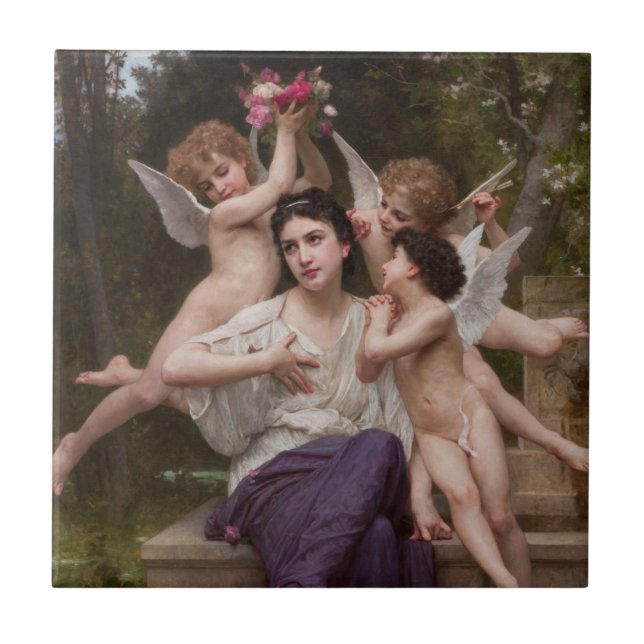 Carreau Rêve de printemps, Dream of Spring par Bouguereau (Devant)
