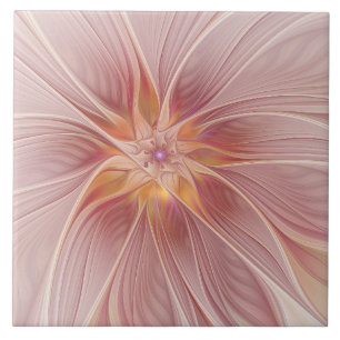 Carreau Rêve Floral Rose Pâle Abstrait Art Fractal Fleur